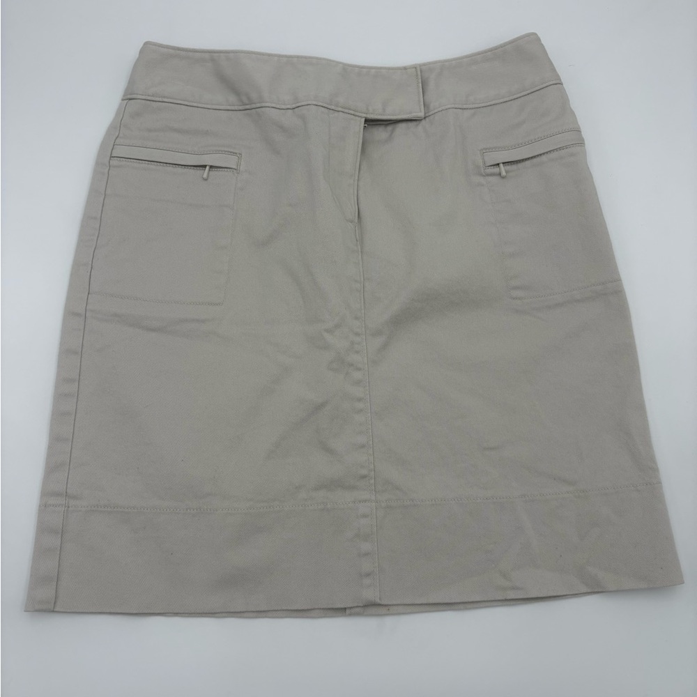 LOFT Beige A-Line Stretch Mini Skirt